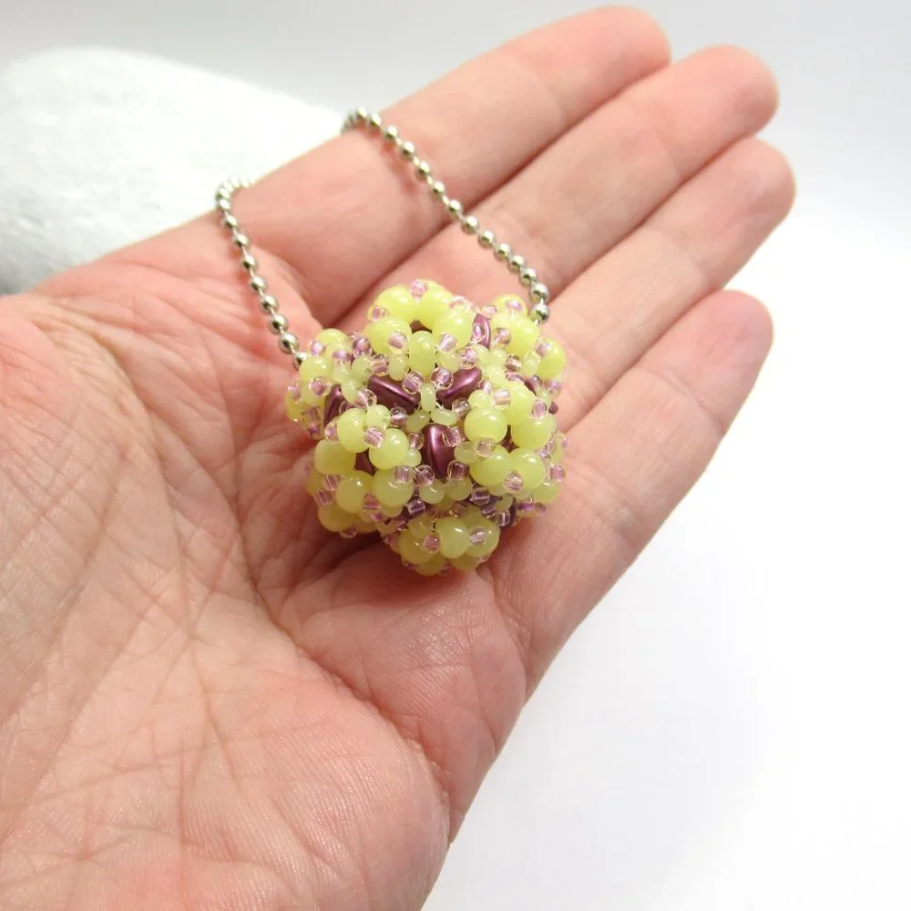 Handwoven Uranium and Glow in the dark Pendant